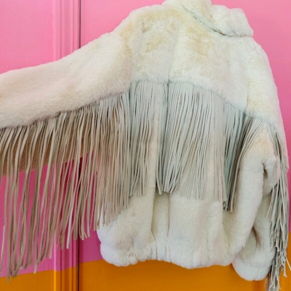 Sixth June Paris - Faux fur fringe jacket off white - M - Picture 4 of 9